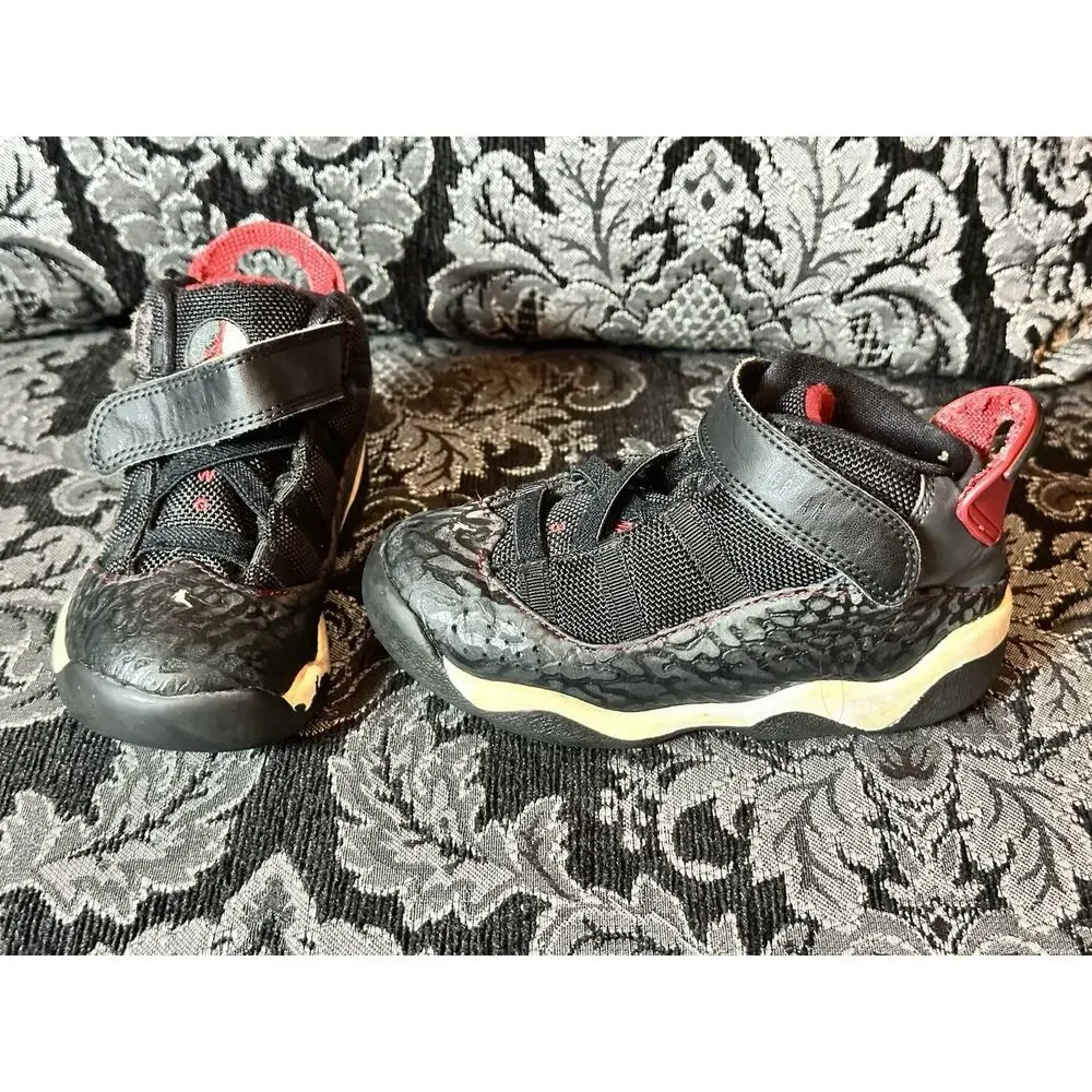 NIKE AIR JORDAN 6 RINGS Baby Toddler Shoes Size 9C Black Red White MJ School